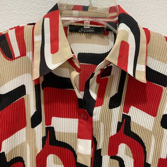 Essentials by Milano Shirt Womens S Multicolor Print Accordian Top - Picture 3 of 11